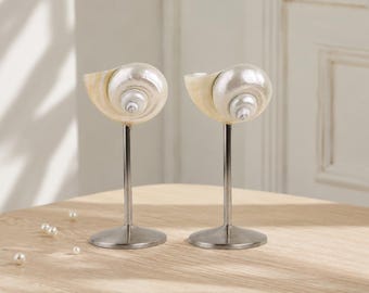 Handcrafted silver shell-shaped wine glasses - beach martini glasses,  wedding decorations, best friend parties, summer party gifts.