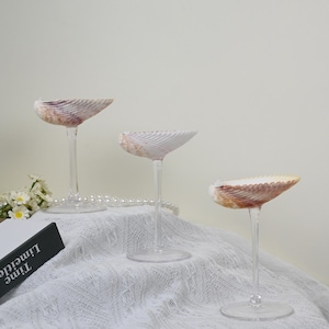 Customize Seashell Wine Glasses, Natural Conch Glass, Handmade Seashell Martini Glasses, Wedding Bridal Bridesmaid Gift, Party Goblets