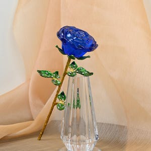 Customized Crystal Rose Ornament, Glass Rose Bouquet, Home Crystal Decorations, Mother&#39;s Day, Wedding Anniversary, Crystal Glass Flower Gift