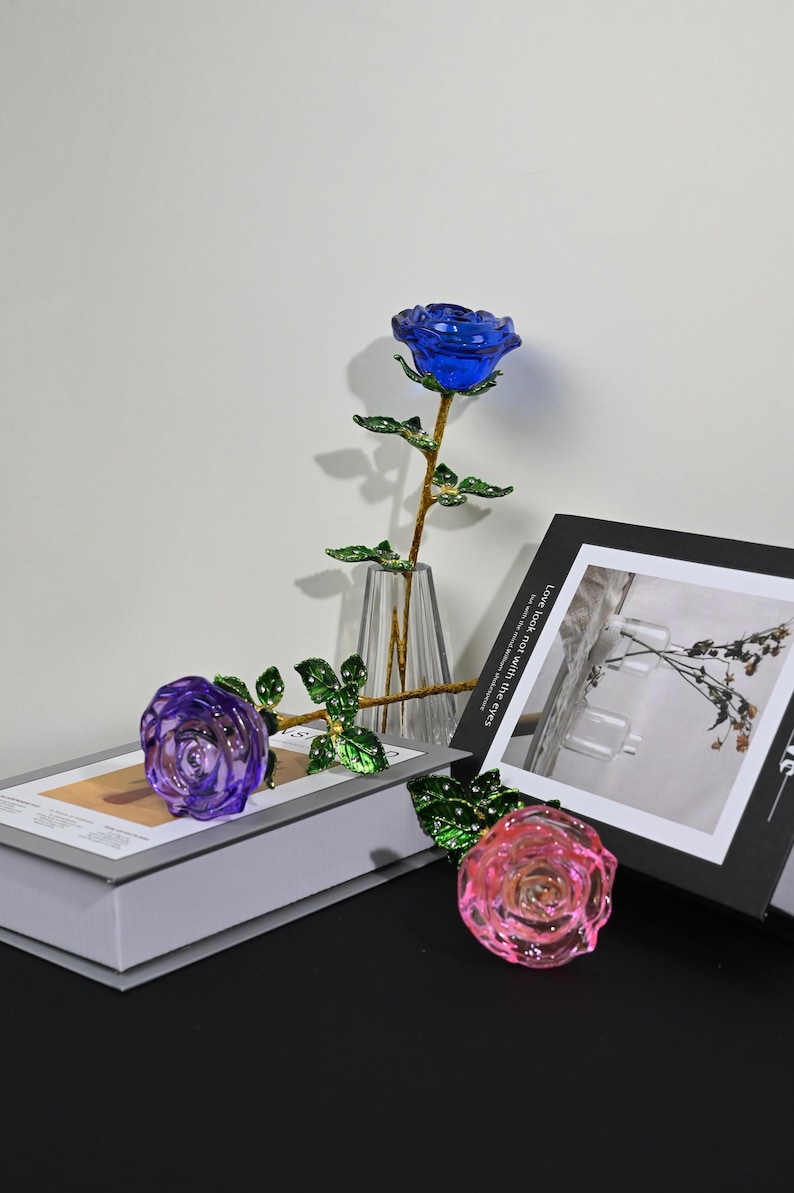 Customized Crystal Rose Ornament, Glass Flower Gift - Etsy