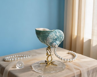 Handmade Seashell Martini Glass, Beach Wedding Gift, Bridesmaid Present, Hawaiian Party Wine Glass, Anniversary Gift
