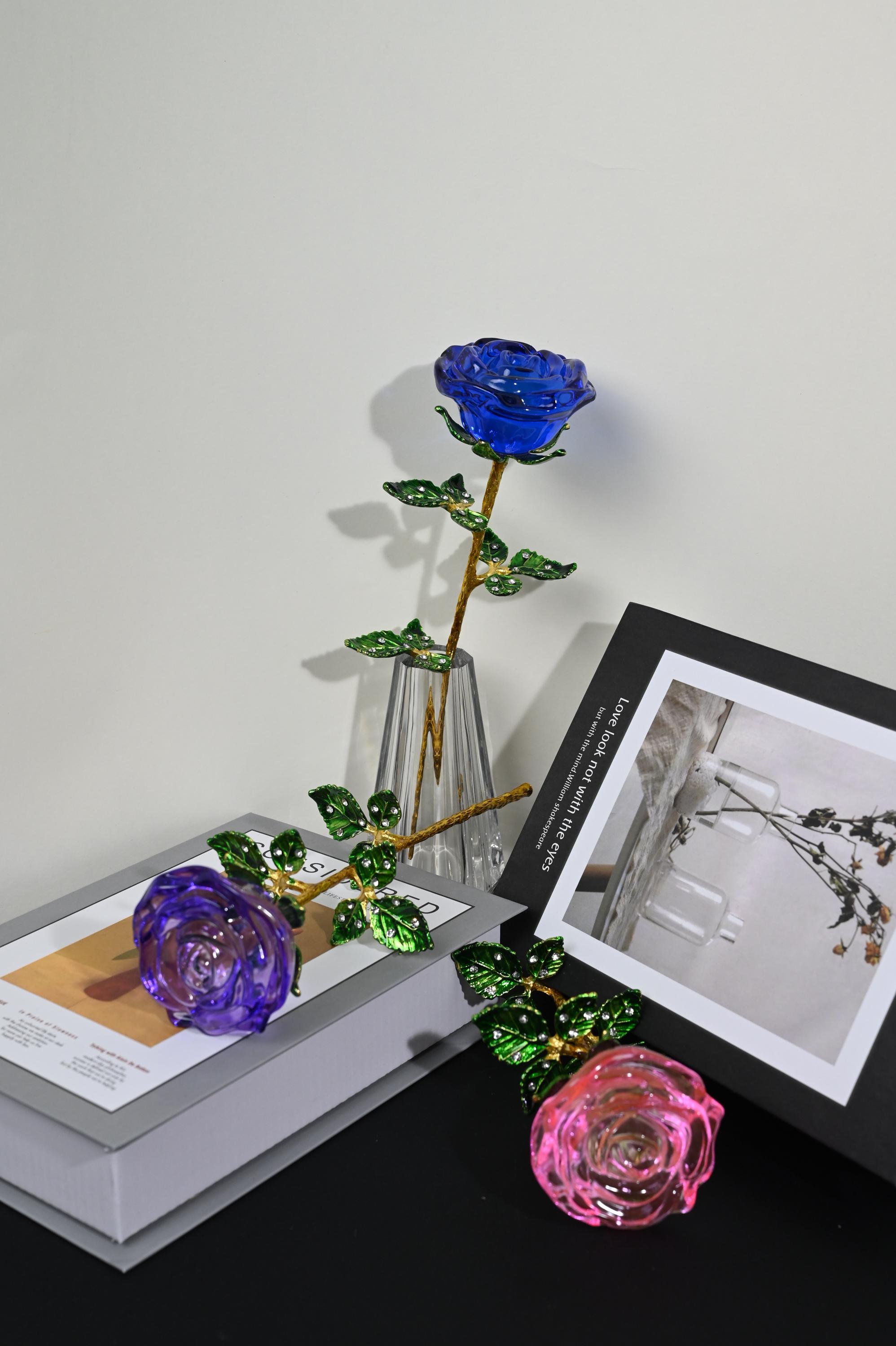 Customized Crystal Rose Ornament, Glass Flower Gift - Etsy