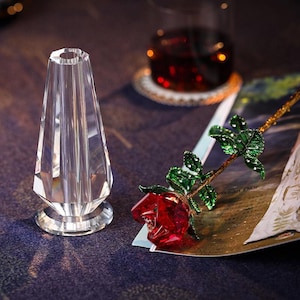 Customized Crystal Rose Ornament, Glass Rose Bouquet, Home Crystal Decorations, Mother&#39;s Day, Wedding Anniversary, Crystal Glass Flower Gift