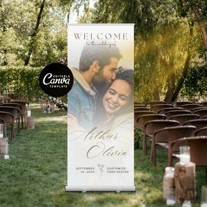 Customizable Retractable Banner for Event Reception Welcome Banner for Wedding Roll Up Banner Pull Up Banner Stand Up Banner Display