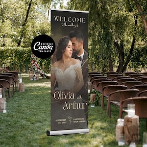 Customizable Retractable Wedding Banner Reception Event Banner Wedding Welcome Roll Up Banner Pull Up Banner Stand Up Banner Display