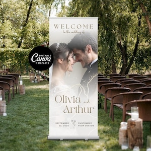 Customizable Wedding Retractable Banner Welcome Banner Wedding Welcome Roll Up Banner Pull Up Banner Stand Up Banner Display