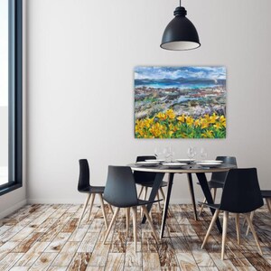 Arran Coastal Seascape Print – Handlettering Bay Wand Kunst Poster von Nicola Sweet