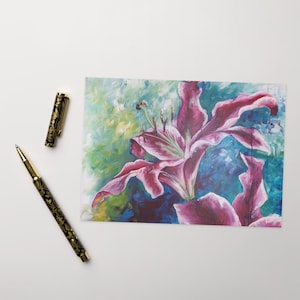 Stargazer Lillies Grußkarte | Originalkunstwerk