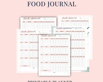Daily Food Journal: Meal Tracker, Mood & Wellness Log (PDF)