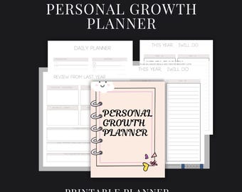 Personal Growth Planner: Self-Discovery Journal, Goal Tracker (Canva PDF, Instant Download)