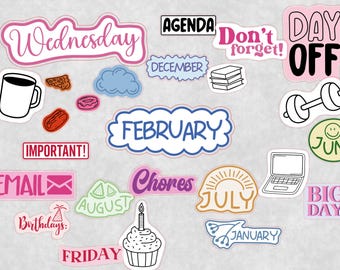Bullet Journal Sticker Set | Printable Bujo Stickers | Functional & Aesthetic Planner Stickers | Svg Planner Icons | Bullet Journal Kit