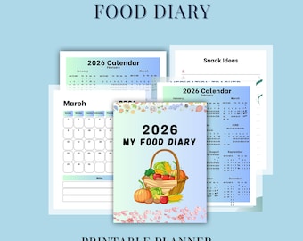 Journal alimentaire 2026 : suivi des repas imprimable, journal bien-être (PDF)