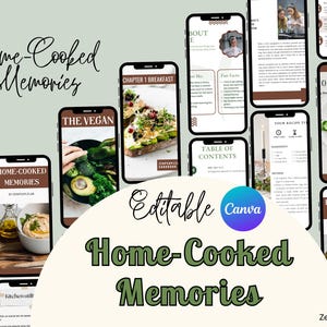 Home Cooked Memories | Family Recipe Journal | Printable Recipe Book Pages | Memory Keepsake Cookbook PDF | Instant Download