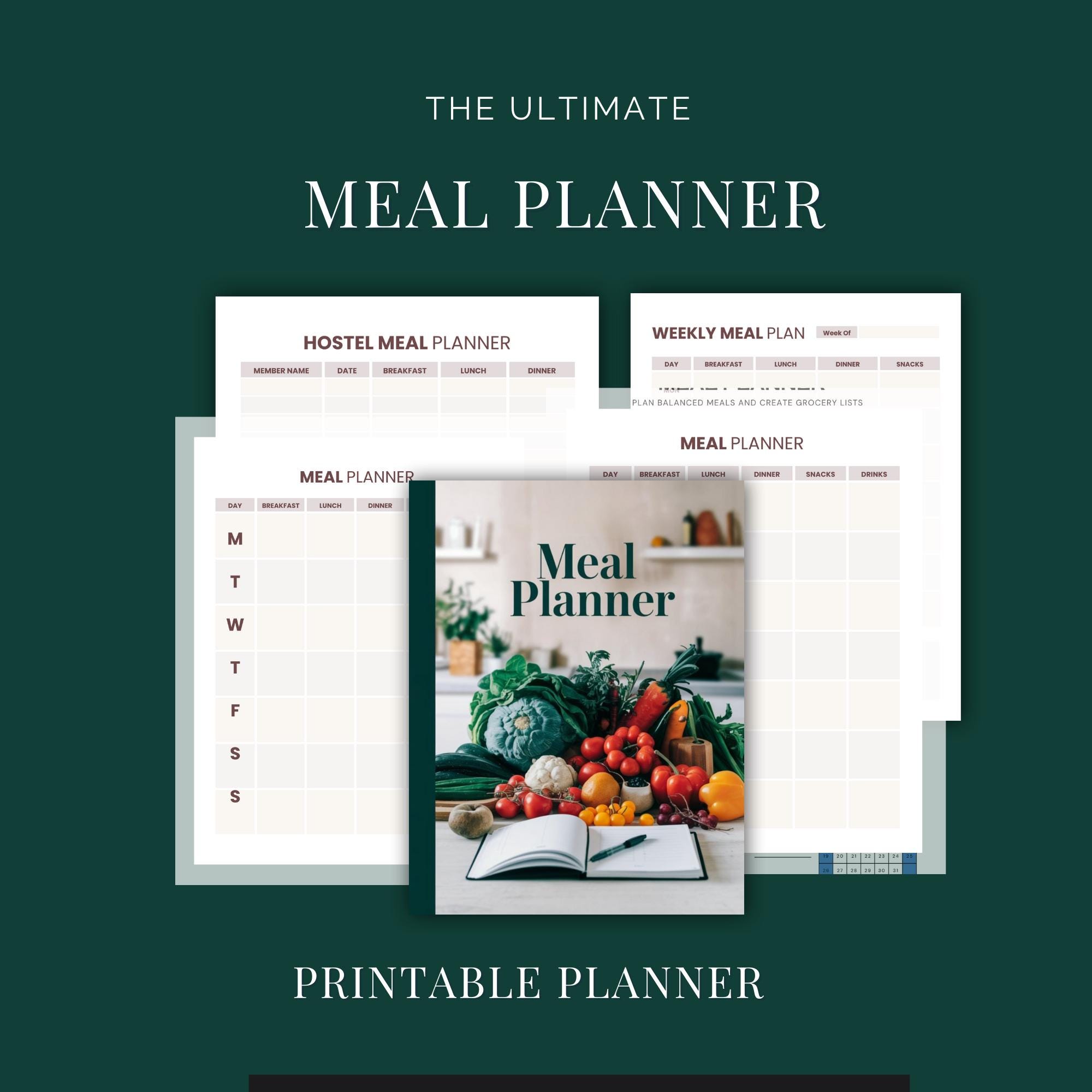 Printable Meal Planner Bundle: Kitchen Organizer (PDF) - Etsy