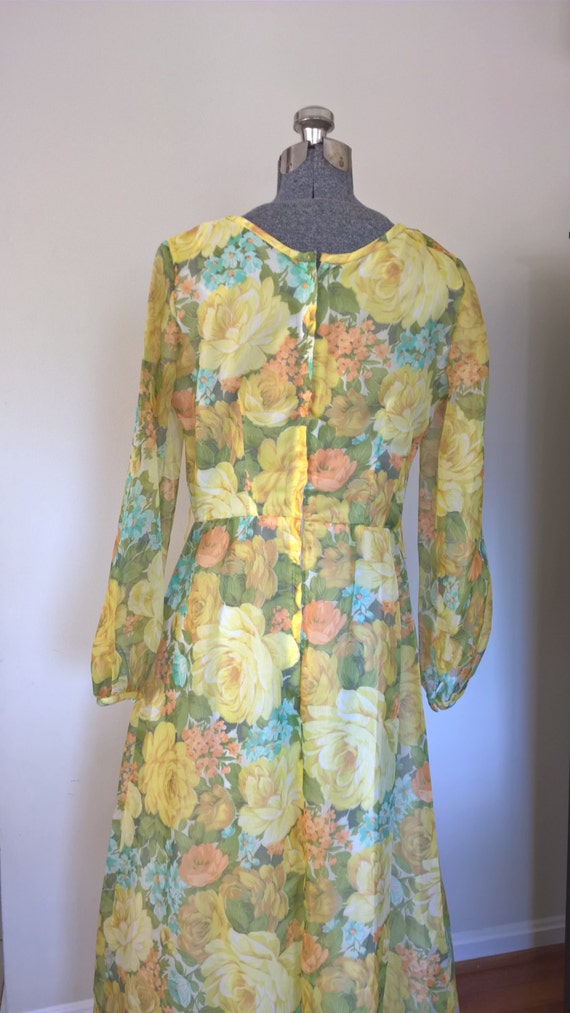 Vintage Toni Todd 70's Floral Maxi Dress mad men … - image 4