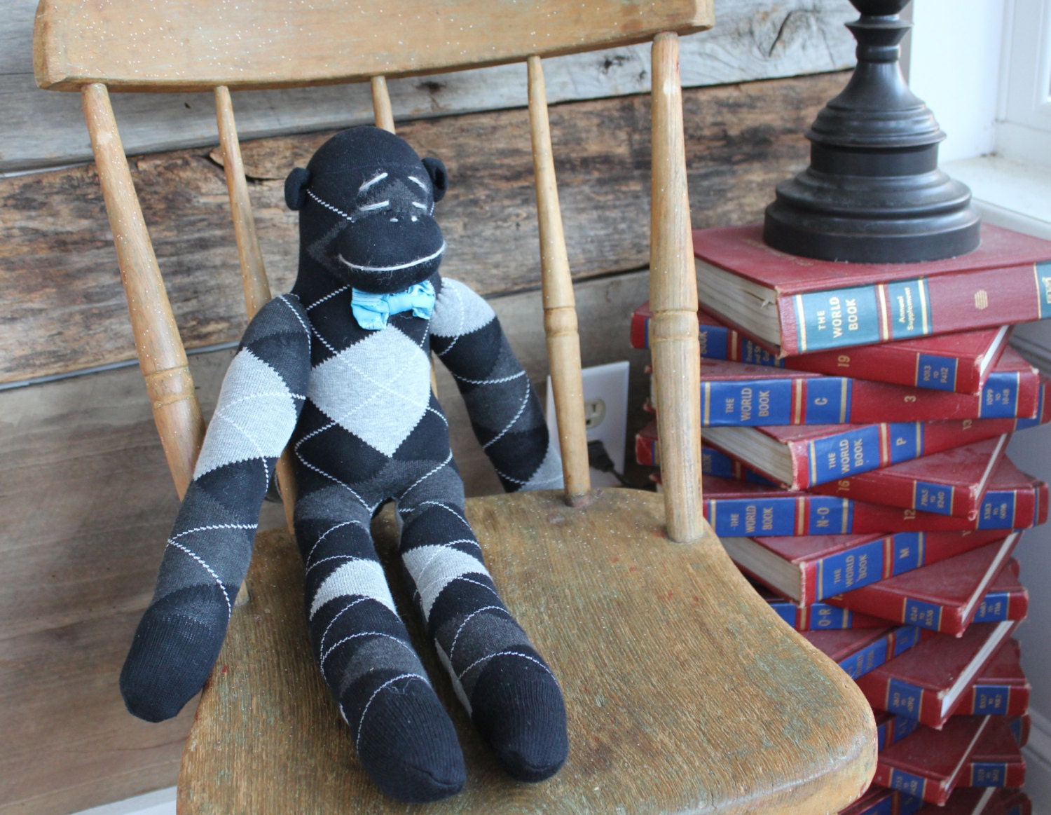 Black Sock Monkey, Boys Sock Monkey, Stuffed Animal, Baby Boy