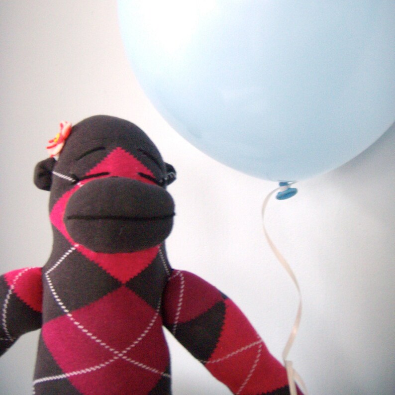 Argyle Sock Monkey Doll Custom Baby Toy Girl Stuffed Animal Etsy