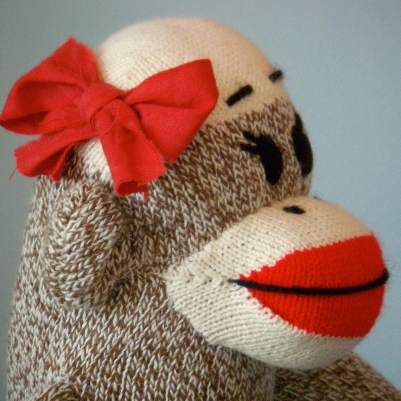Organic Sock Monkey Doll Organic Cotton Fill EcoFriendly Etsy