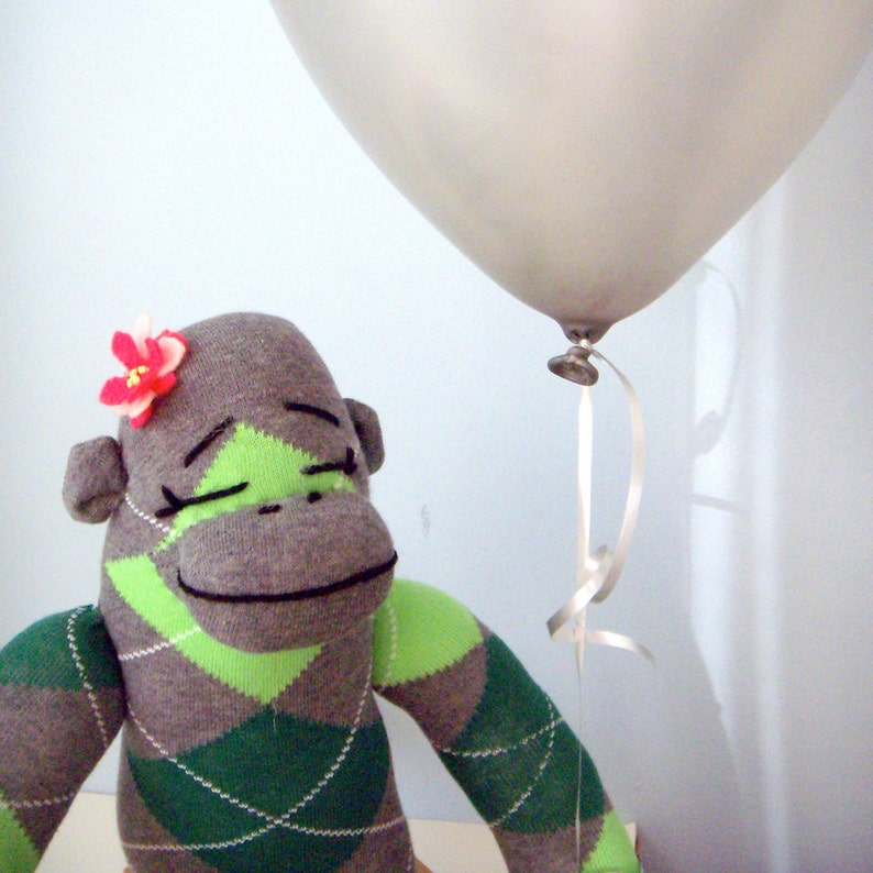 Green Sock Monkey Doll soft baby gift custom plushie girl stuffed animal baby girl gift