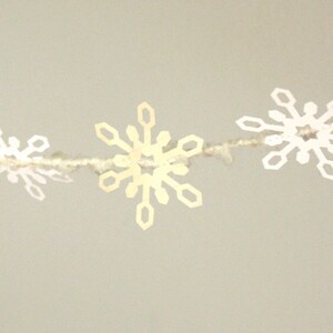 Snowflake Garland Paper, winter home decor, holiday decor, snowflake decor, white paper garland, white winter decor image 2