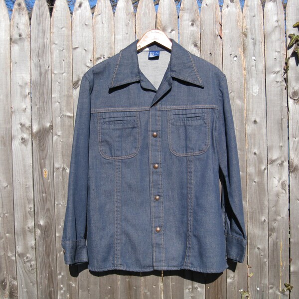 Vintage Sears Denim Shirt Jacket Mens Small