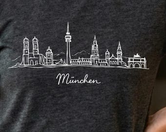 Munich Skyline T-Shirt | Minimalist Munich Design | Munich Hoodie & Sweatshirt | City Art Print Shirt | Gift for Munich Fans