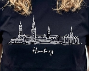 Hamburg Skyline T-Shirt | Minimalist Hamburg Design | Hamburg Hoodie & Sweatshirt | City Line Art Shirt | Gift for Hamburg Fans