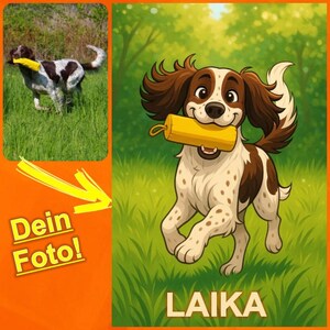 Cartoon pet portrait, personalized from photo. Your dog/cat in cute Disney style, digital gift, custom animal illustration