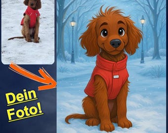 Cartoon pet portrait, personalized from photo. Your dog/cat in cute Disney style, digital gift, custom animal illustration