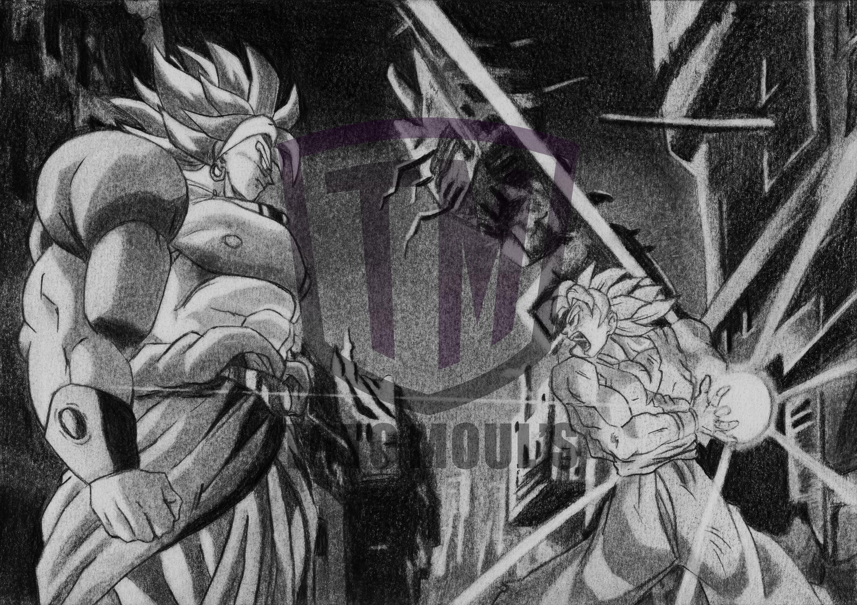A4サイズの絵（缶入り）：ドラゴンボールZ ブロリーVS悟空（鉛筆