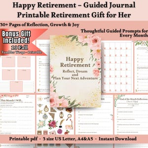 Planificador Goodnotes para la jubilación: diario imprimible para mujeres, regalo de gratitud y establecimiento de metas, tamaño A5, A4, carta (PDF)