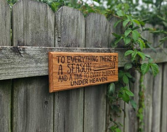 Bible Plaque "To Everything a Season" - Hardwood Engraved Christian Wall Art Decoration - 13.5x5in - Ecclesiastes 3:3 Scripture Passage