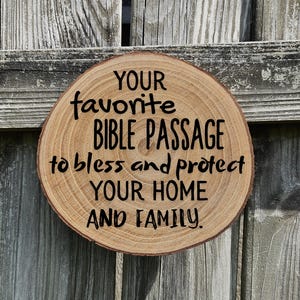 Engraved Bible Verse Wooden Round - Custom Scripture Gift Decor