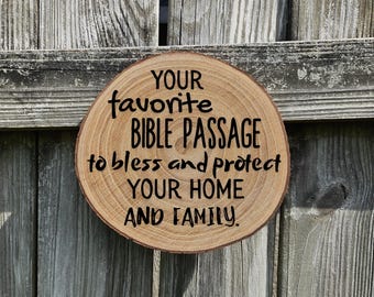 Engraved Bible Verse Wooden Round - Custom Scripture Gift Decor