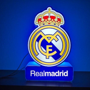 Custom LED Light Box – Personalized Real Madrid Logo, Name& Text – Unique Sign, Wall Decor, Gift, Business Branding, Night Light.