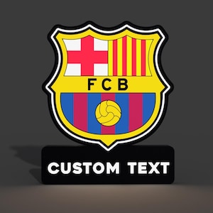 Custom LED Light Box – Personalized Barcelona Logo, Name& Text – Unique Sign, Wall Decor, Gift, Business Branding, Night Light.