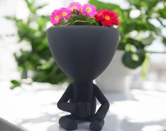 Coffee Mug Holding Planter | Adorable Succulent Pot | Gift for Coffee and Plant Lovers | Original Pot for Indoor and Outdoor Flowers