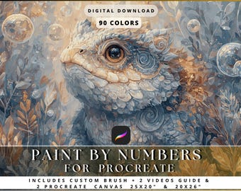 Bubbles & Scales Paint by Number for Procreate | 90 Colors, 17,803 Zones | Fantasy Creature Digital PBN | Instant Download