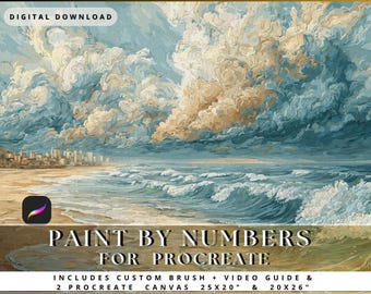 Procreate Color by Number – Blue Horizon Days | iPad Canvas | 69 Colors | 15,554 Zones