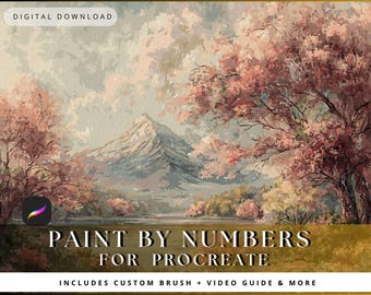 Procreate Paint by Number: Japanese Mountain Landscape (Digital Download)
