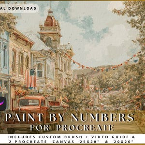 Main Street Glory – Procreate Color by Number Parade Scene | Cyfrowe płótno malarskie na iPada | 67 kolorów i 21 898 stref