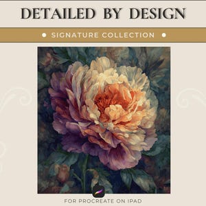 Peony in Moonlight | Signature Paint by Number for Procreate | 90 Colors | Floral Digital Painting for iPad | Romantic Garden Art