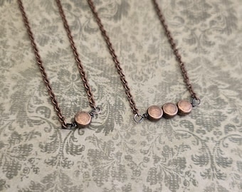 Minimalist Copper Multi-Bead Disc Necklace: Antiqued Copper Choker