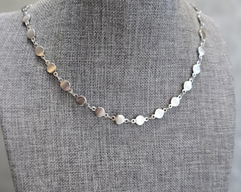 Collana con catena a disco in argento: catena a strati in acciaio inossidabile antiossidante, lunghezza a scelta