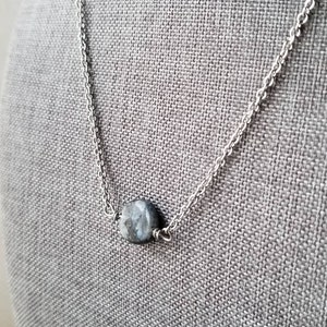 Minimal Moonstone Choker Necklace Gray Moonstone Pendant, Gray Choker, Stainless Steel, Minimal, Gray Gemstone Choker, Stacking necklace