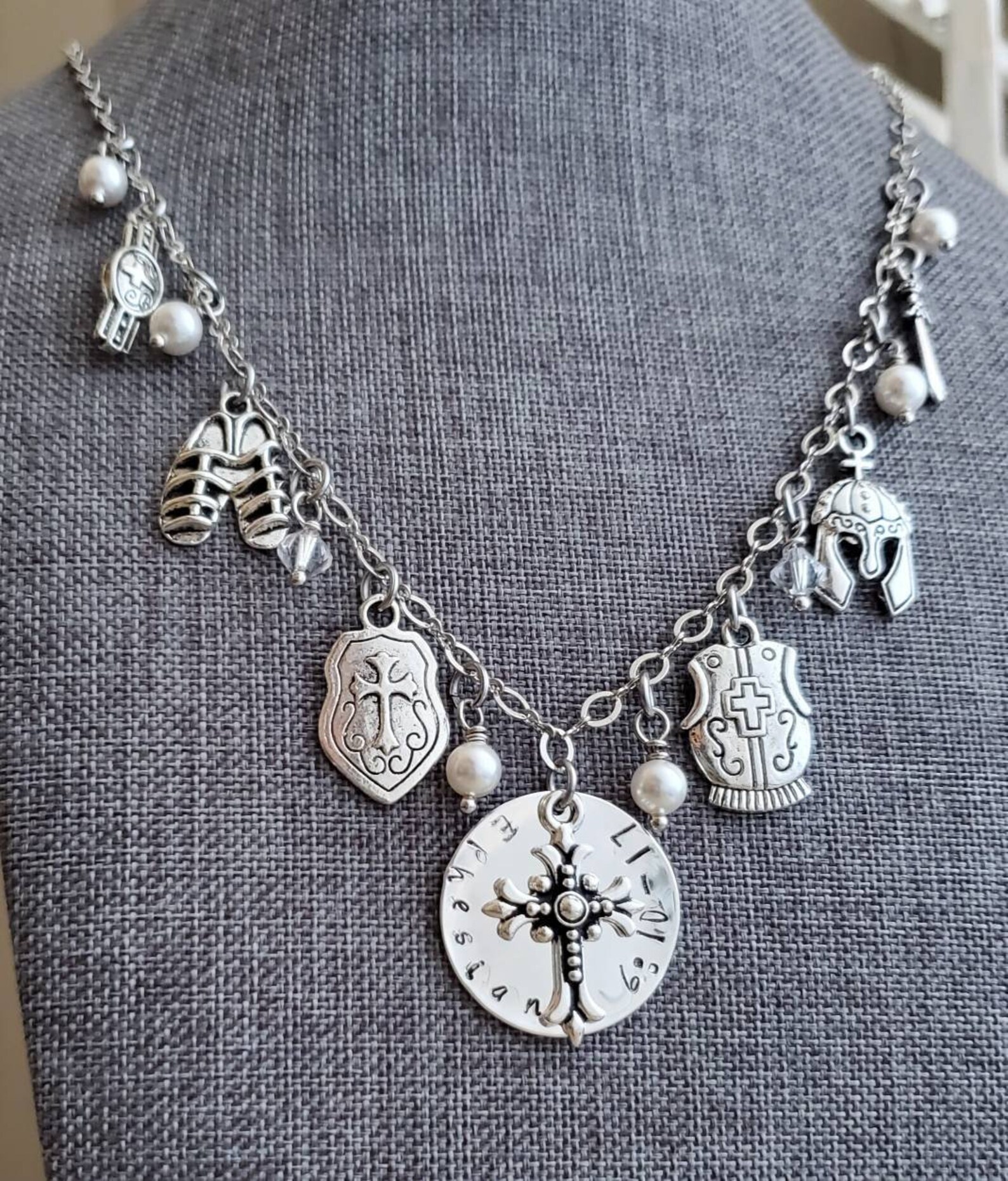 Armor of God Necklace Silver Armor of God Charm Necklace Etsy
