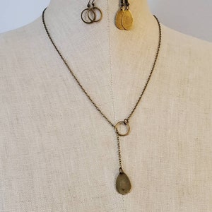 Minimal Antiqued Brass Lariat Chain Necklace, Lariat, Antiqued Brass Layering Chain, Adjustable, Layering, Bronze Drop Necklace