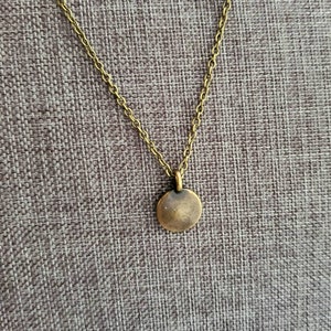 Minimal Antique Brass Disc Necklace, Minimal, Brass Layering Necklace, TierraCast Disc Necklace, Layering Necklace, Stacking Necklace image 7