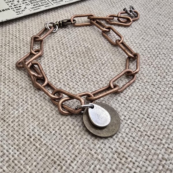 Chunky Mixed Metals Paperclip Chain Bracelet: Copper, Silver & Bronze