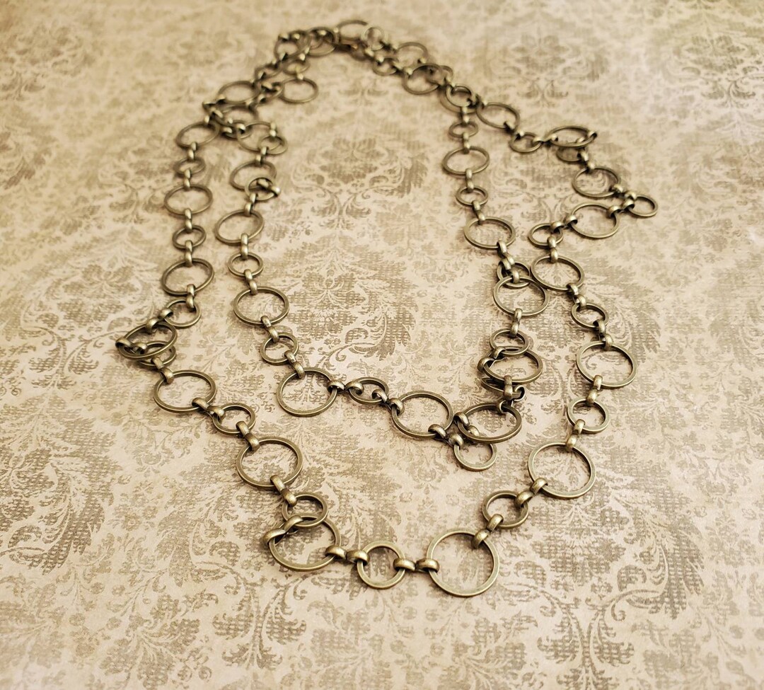 Long Bronze Large Link Chain, 40 Inch Bronze Statement Necklace, Long